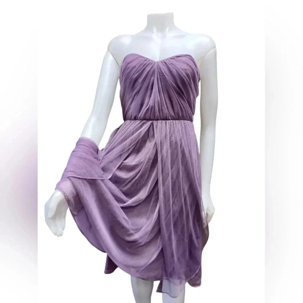 Le Château EUC Strapless  Mini Chiffon Purple Dress Size Small